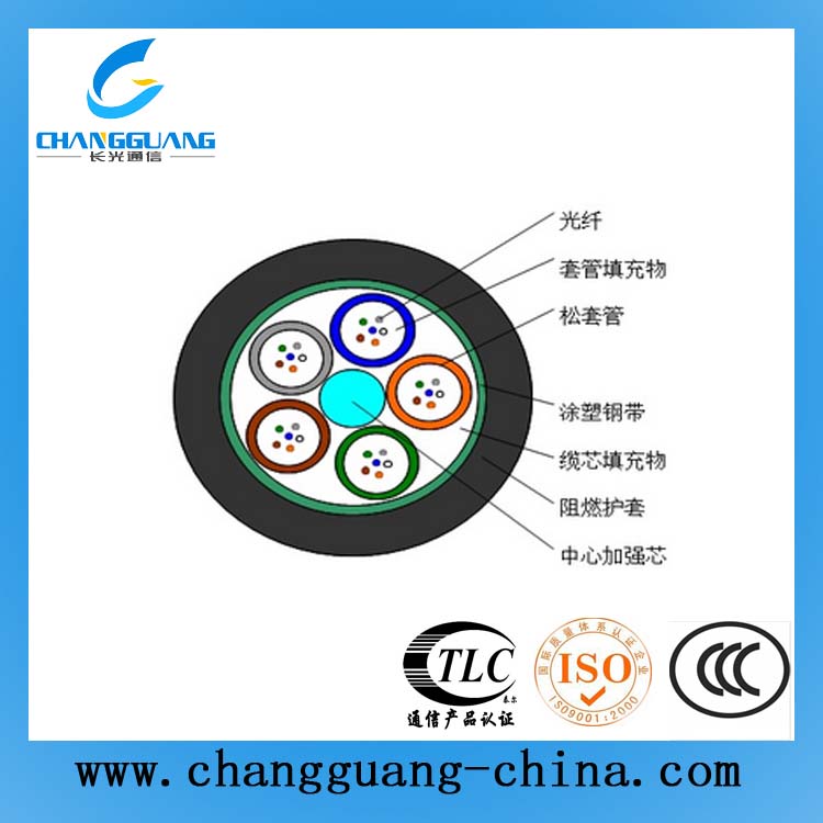 松套層絞式輕鎧裝阻燃光纜(GYTZS)