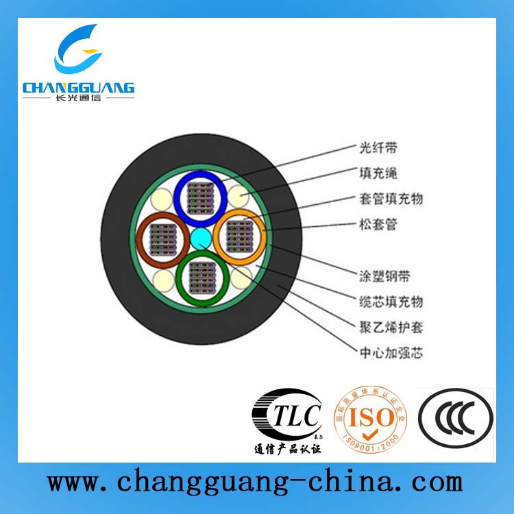 松套層絞式輕鎧裝光纖帶光纜(GYDTS)